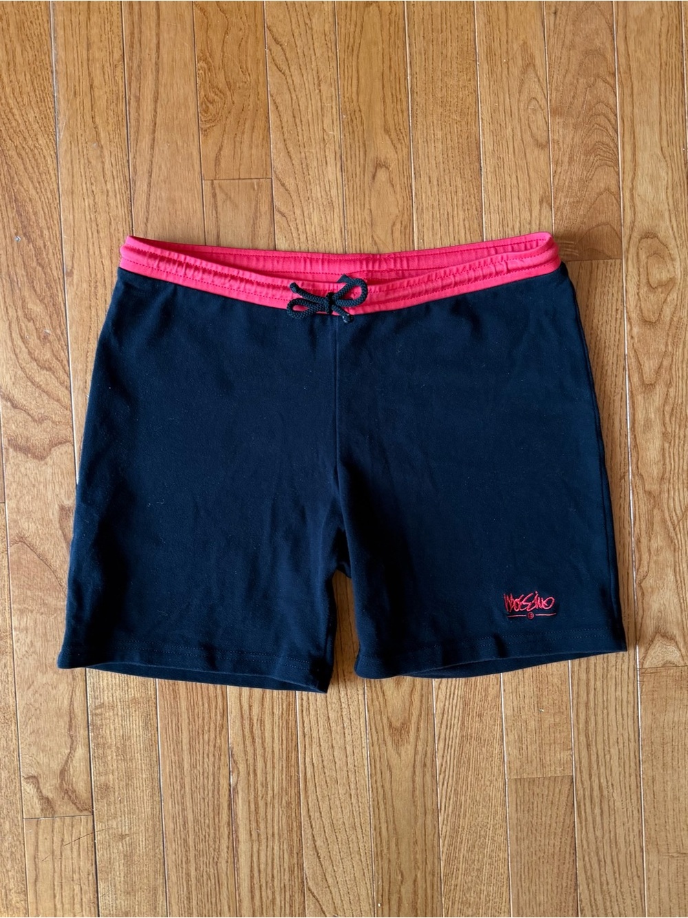 Vintage 90s Y2K Mossimo Drawstring Bike Shorts Black Red Made in USA Large L